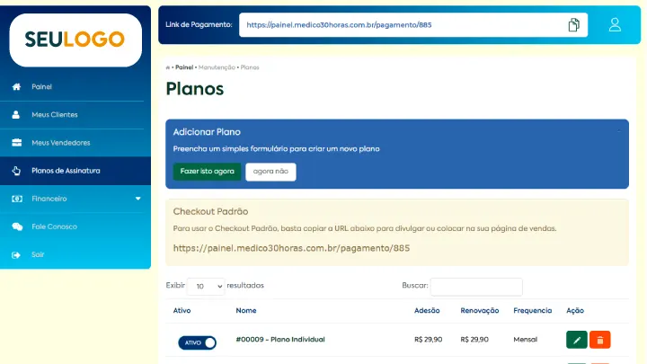 Criação de Planos